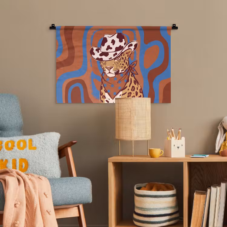 Dieren - Cowboyhoed - Modern - Illustratie - Bruin Wandkleed katoen klein -wsfeer4_kind