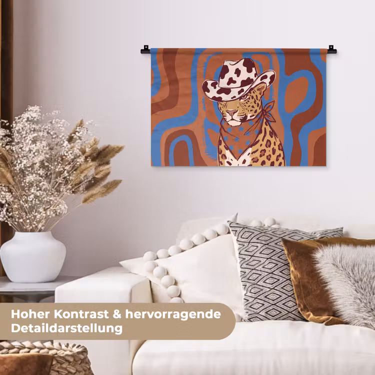 Dieren - Cowboyhoed - Modern - Illustratie - Bruin Wandkleed katoen klein -tsfeer1_DE