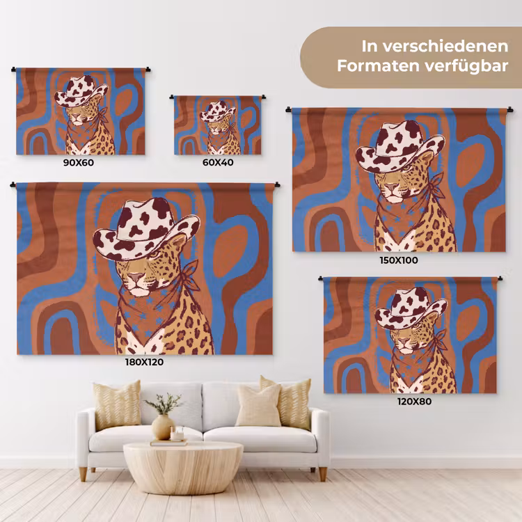 Dieren - Cowboyhoed - Modern - Illustratie - Bruin Wandkleed katoen klein -tsfeer8_DE