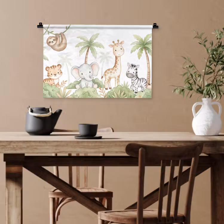 Dieren - Jungle - Pastel Wandkleed katoen klein -sfeer6