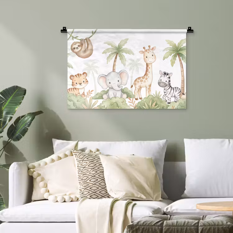 Dieren - Jungle - Pastel Wandkleed katoen klein -sfeer7