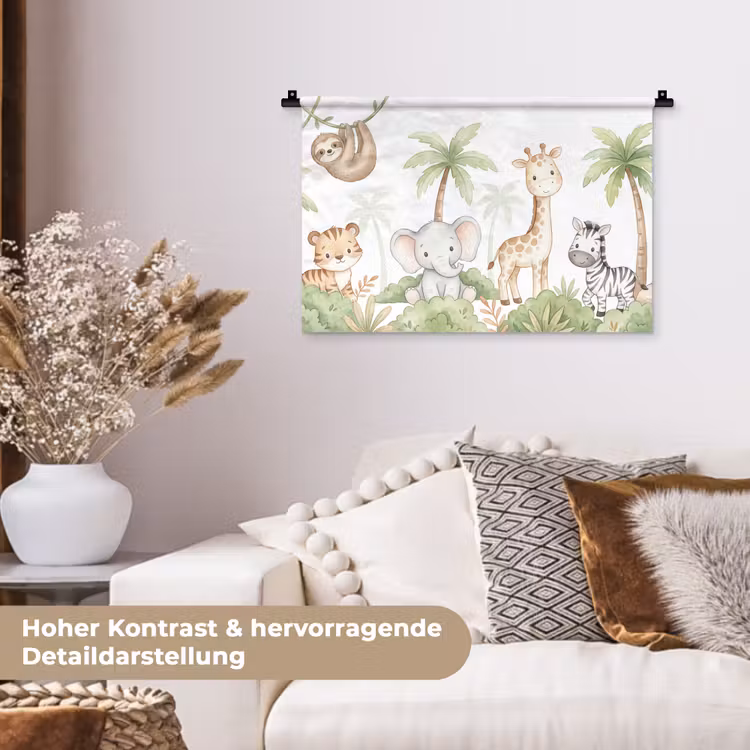 Dieren - Jungle - Pastel Wandkleed katoen klein -tsfeer1_DE