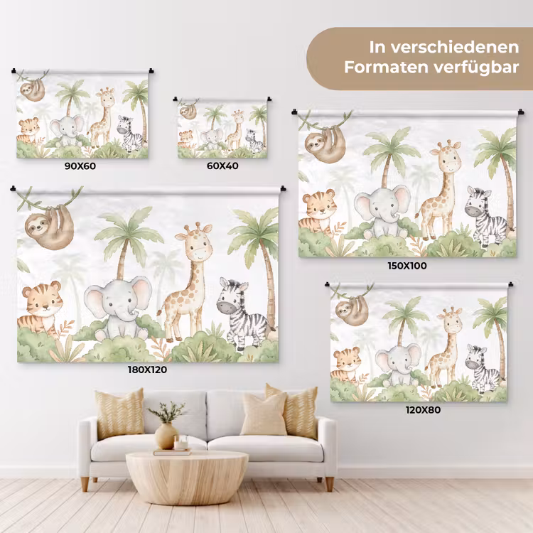 Dieren - Jungle - Pastel Wandkleed katoen klein -tsfeer8_DE