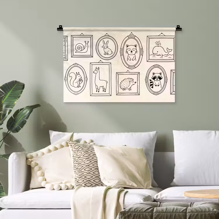 Dieren - Illustratie - Lijsten - Galerij - Speels Wandkleed katoen klein -sfeer7