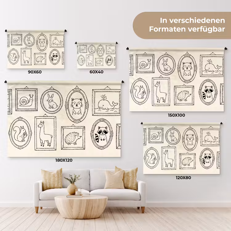 Dieren - Illustratie - Lijsten - Galerij - Speels Wandkleed katoen klein -tsfeer8_DE