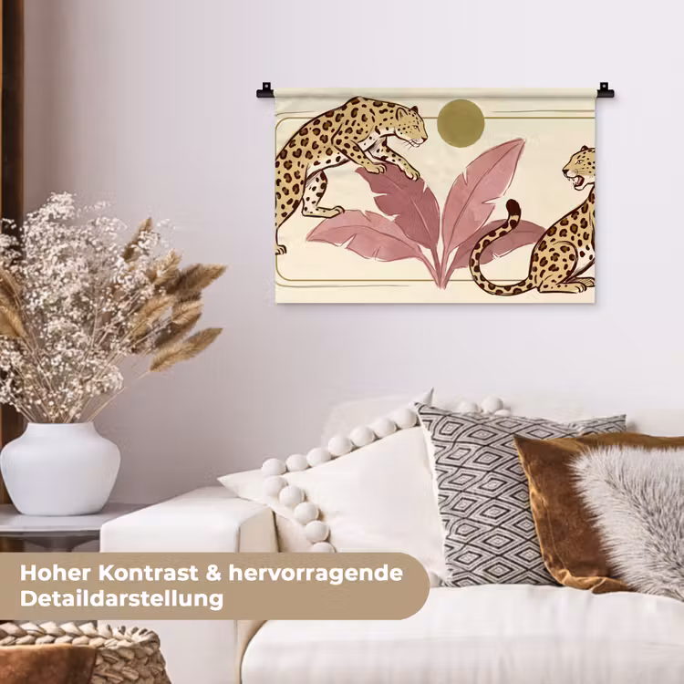 Dieren - Kat - Jungle - Illustratie - Beige Wandkleed katoen klein -tsfeer1_DE