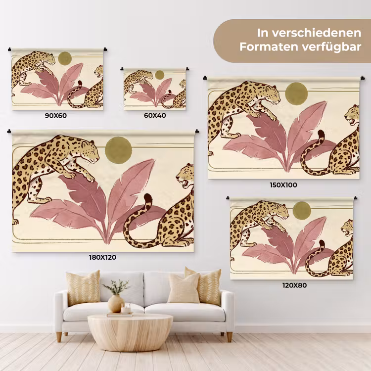 Dieren - Kat - Jungle - Illustratie - Beige Wandkleed katoen klein -tsfeer8_DE