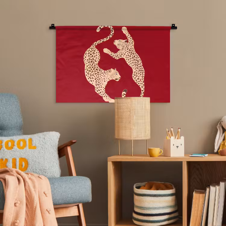Dieren - Luipaard - Abstract - Rood - Modern Wandkleed katoen klein -wsfeer4_kind