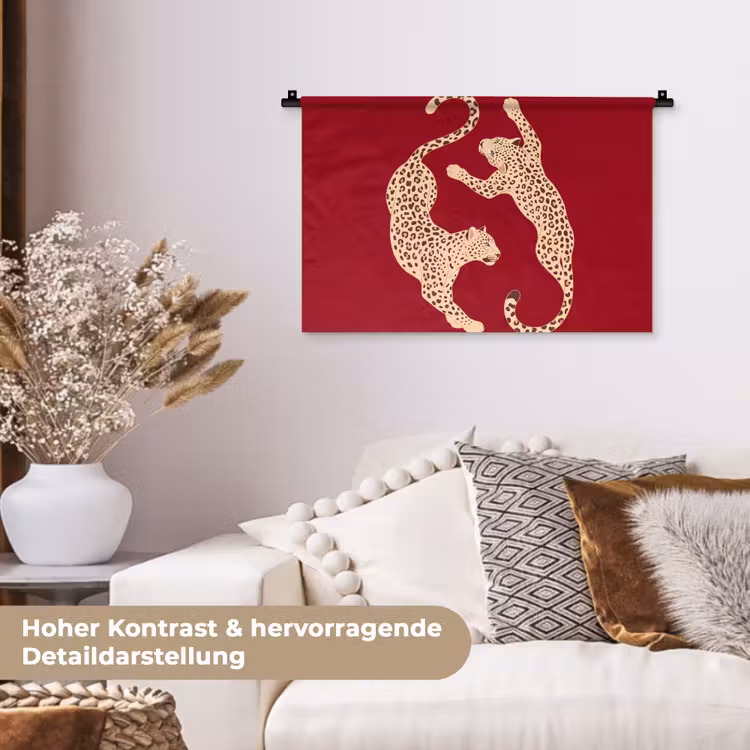 Dieren - Luipaard - Abstract - Rood - Modern Wandkleed katoen klein -tsfeer1_DE