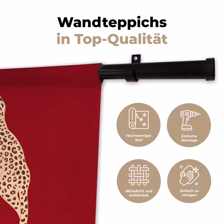 Dieren - Luipaard - Abstract - Rood - Modern Wandkleed katoen klein -tsfeer2_DE