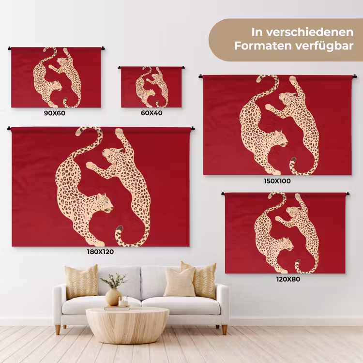 Dieren - Luipaard - Abstract - Rood - Modern Wandkleed katoen klein -tsfeer8_DE