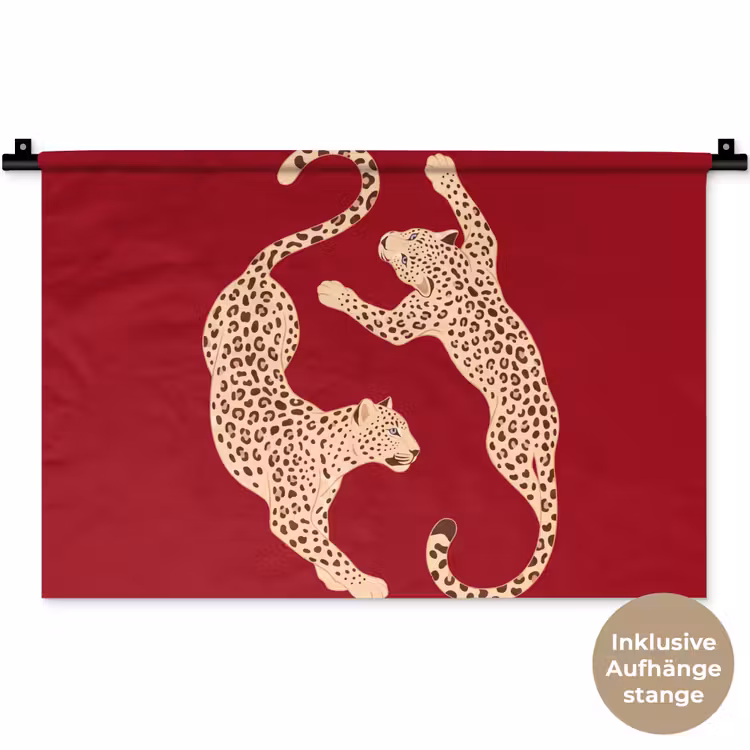 Dieren - Luipaard - Abstract - Rood - Modern Wandkleed katoen klein -t3d_DE