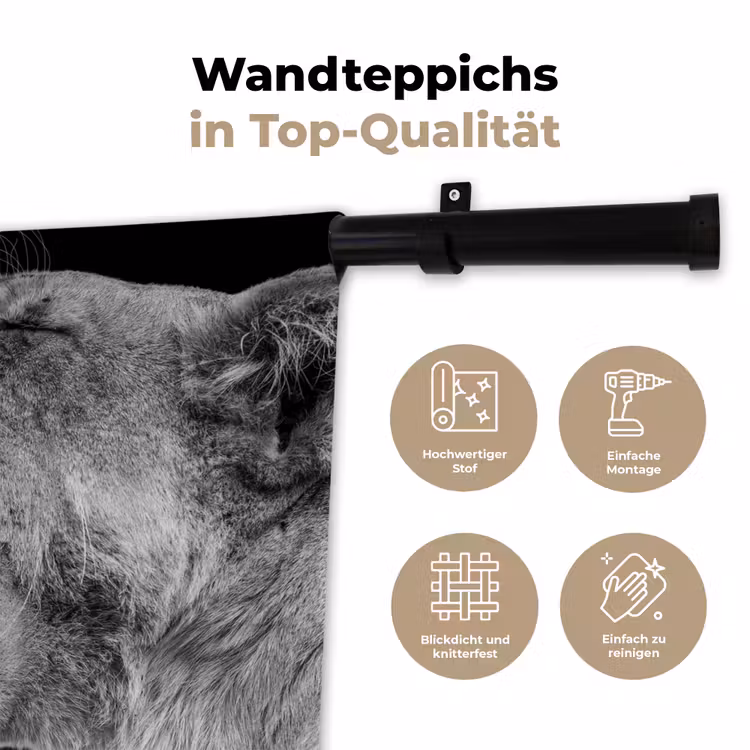 Dieren - Leeuw - Zwart - Wit - Portret Wandkleed katoen klein -tsfeer2_DE