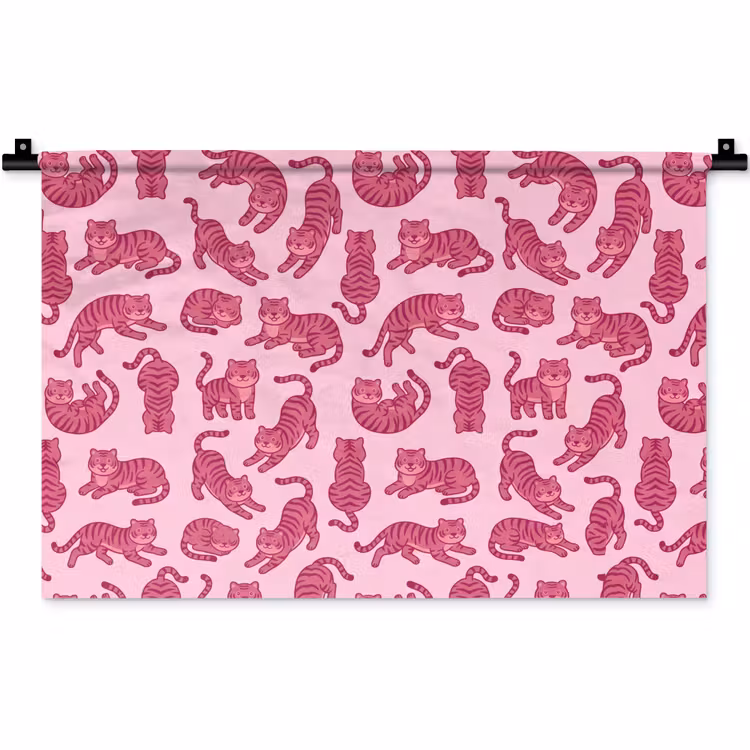 Dieren - Patroon - Roze - Speels - Cartoon Wandkleed katoen klein -zz3d