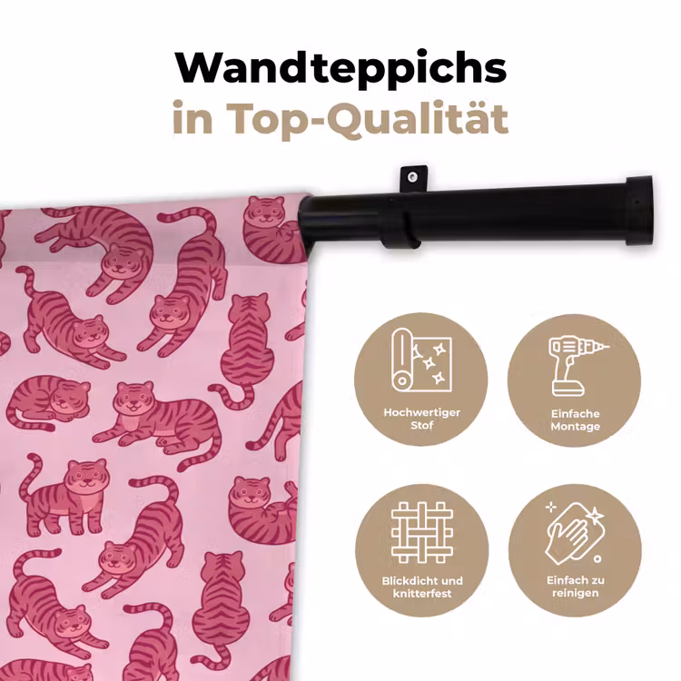 Dieren - Patroon - Roze - Speels - Cartoon Wandkleed katoen klein -tsfeer2_DE