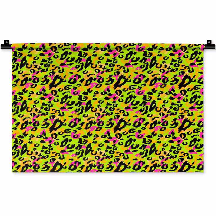 Dieren - Neon - Groen - Panterprint Wandkleed katoen klein 269 -zz3d