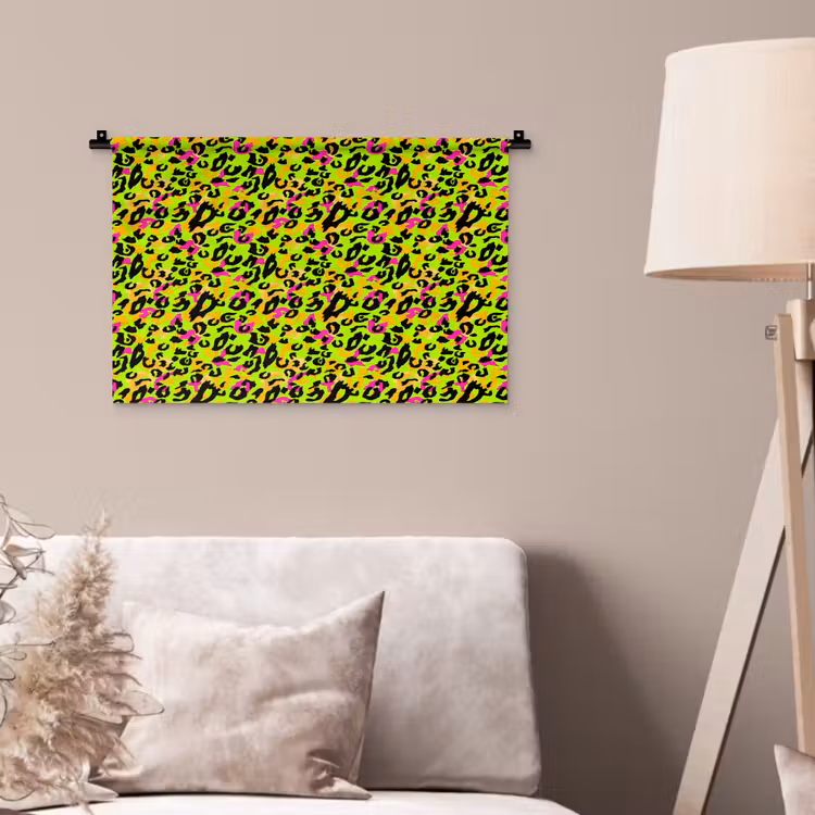 Dieren - Neon - Groen - Panterprint Wandkleed katoen klein 269 -sfeer4