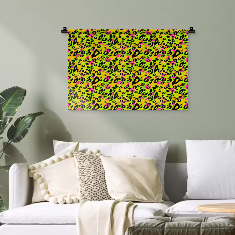 Dieren - Neon - Groen - Panterprint Wandkleed katoen klein 269 -sfeer7