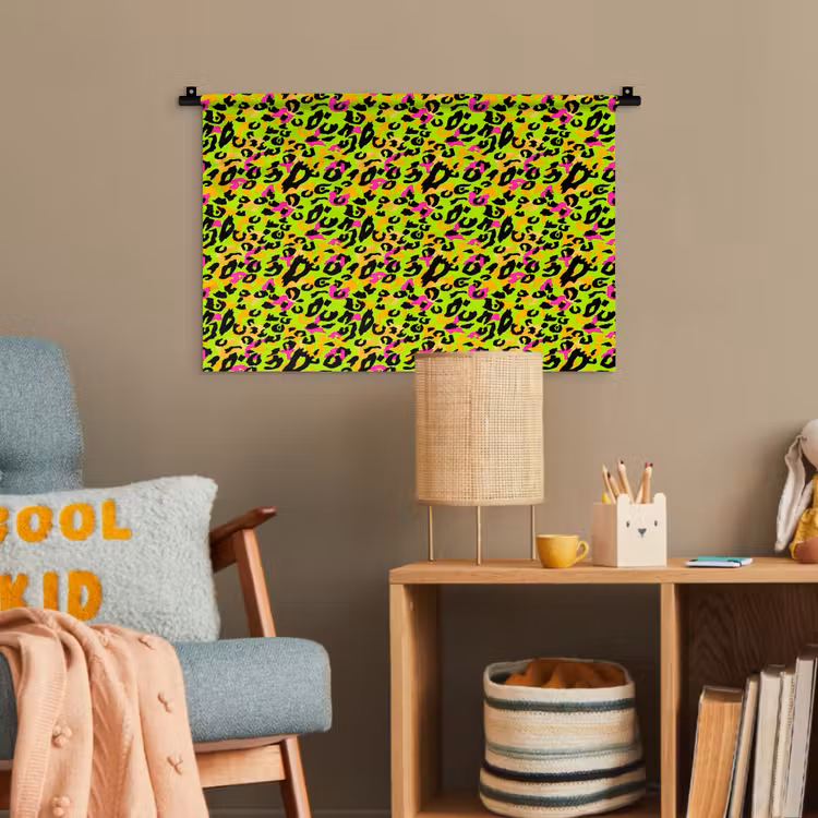 Dieren - Neon - Groen - Panterprint Wandkleed katoen klein 269 -wsfeer4_kind