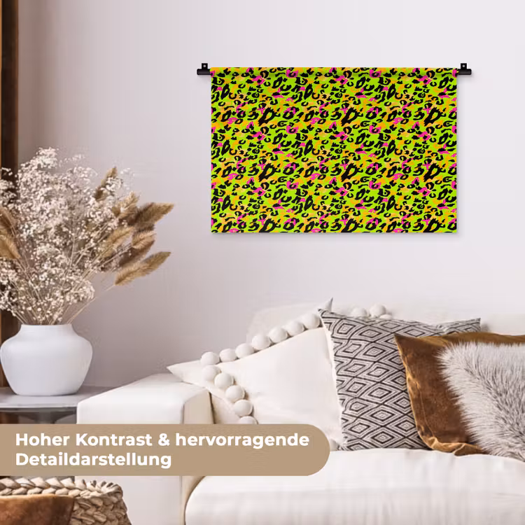 Dieren - Neon - Groen - Panterprint Wandkleed katoen klein 269 -tsfeer1_DE