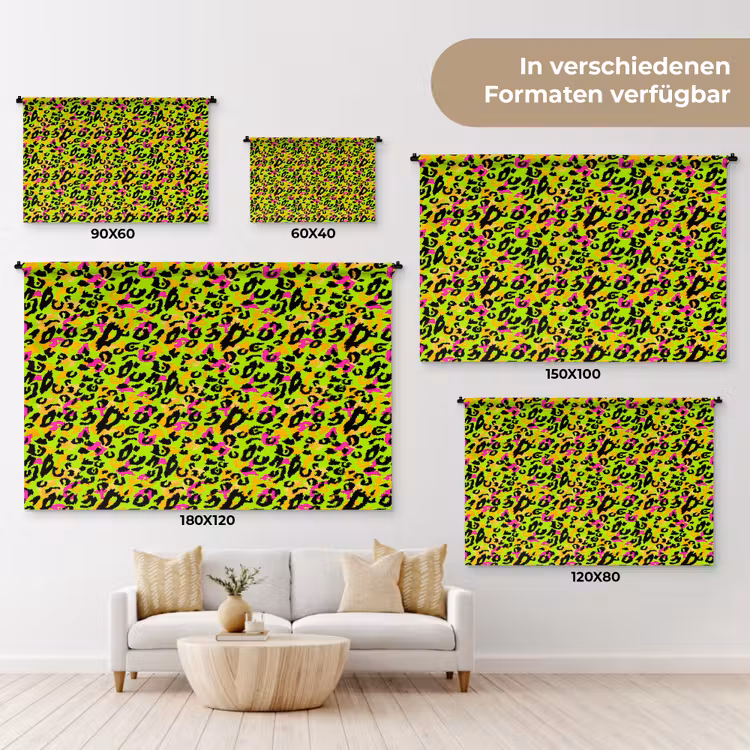 Dieren - Neon - Groen - Panterprint Wandkleed katoen klein 269 -tsfeer8_DE