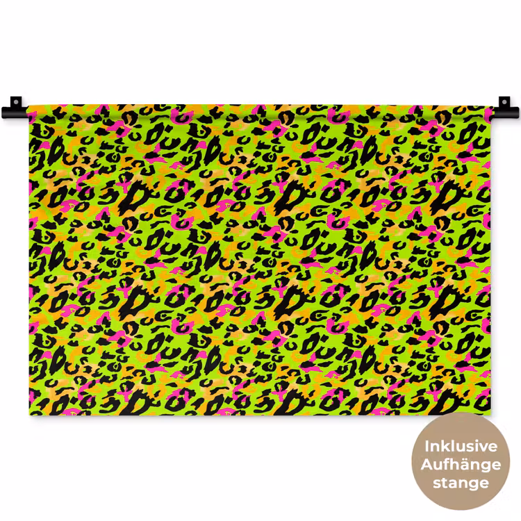 Dieren - Neon - Groen - Panterprint Wandkleed katoen klein 269 -t3d_DE