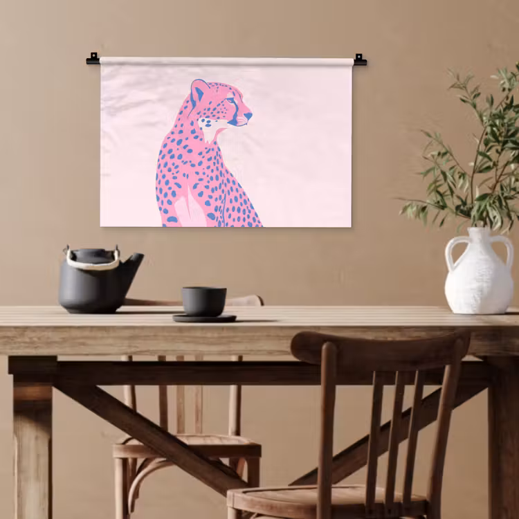 Dieren - Profiel - Abstract - Roze - Blauw Wandkleed katoen klein -sfeer6