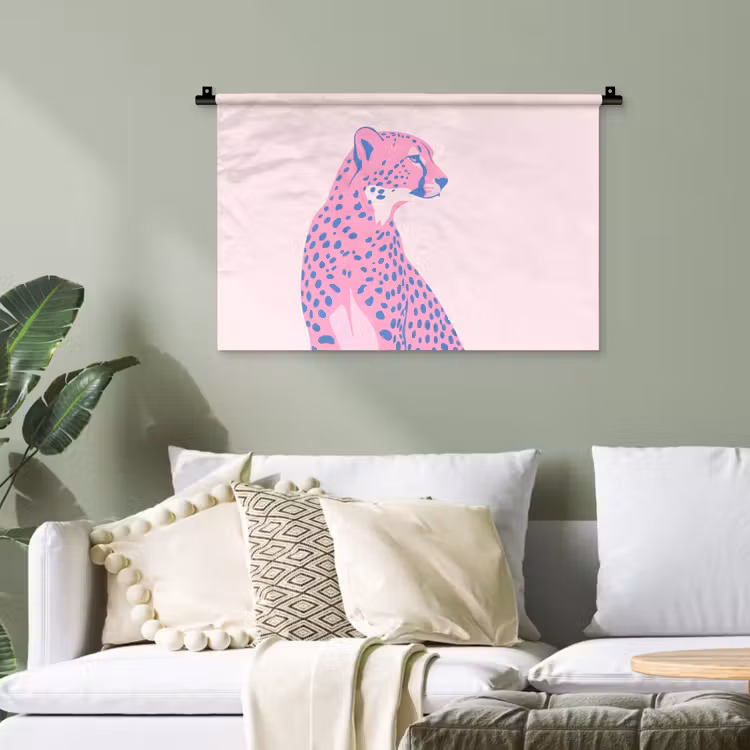 Dieren - Profiel - Abstract - Roze - Blauw Wandkleed katoen klein -sfeer7