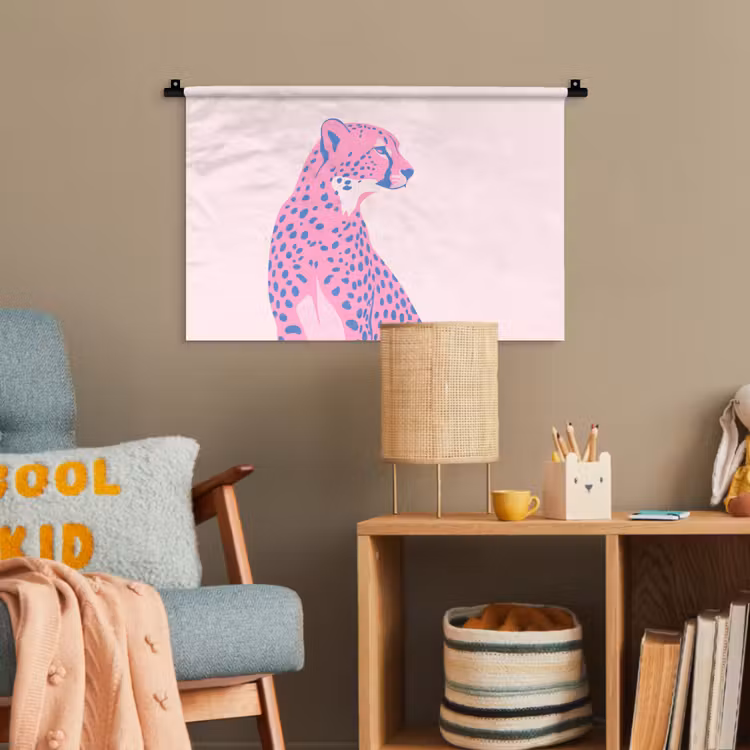 Dieren - Profiel - Abstract - Roze - Blauw Wandkleed katoen klein -wsfeer4_kind