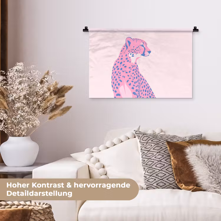 Dieren - Profiel - Abstract - Roze - Blauw Wandkleed katoen klein -tsfeer1_DE