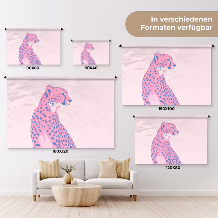 Dieren - Profiel - Abstract - Roze - Blauw Wandkleed katoen klein -tsfeer8_DE
