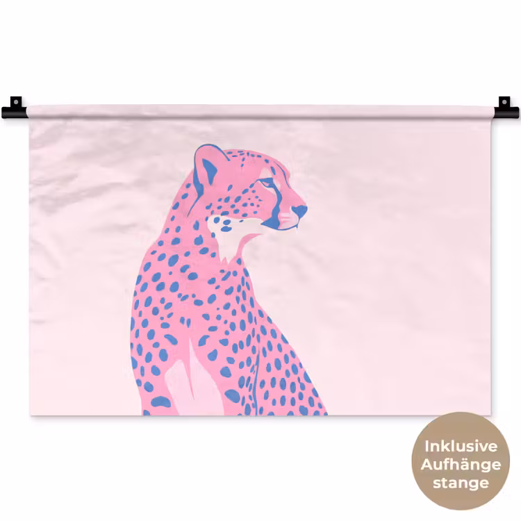 Dieren - Profiel - Abstract - Roze - Blauw Wandkleed katoen klein -t3d_DE