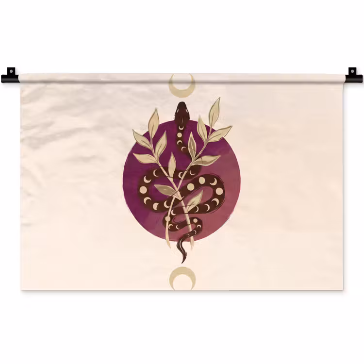 Dieren - Slang - Maan - Mystiek - Abstract Wandkleed katoen klein -zz3d