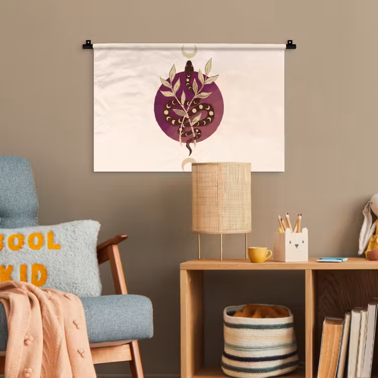 Dieren - Slang - Maan - Mystiek - Abstract Wandkleed katoen klein -wsfeer4_kind