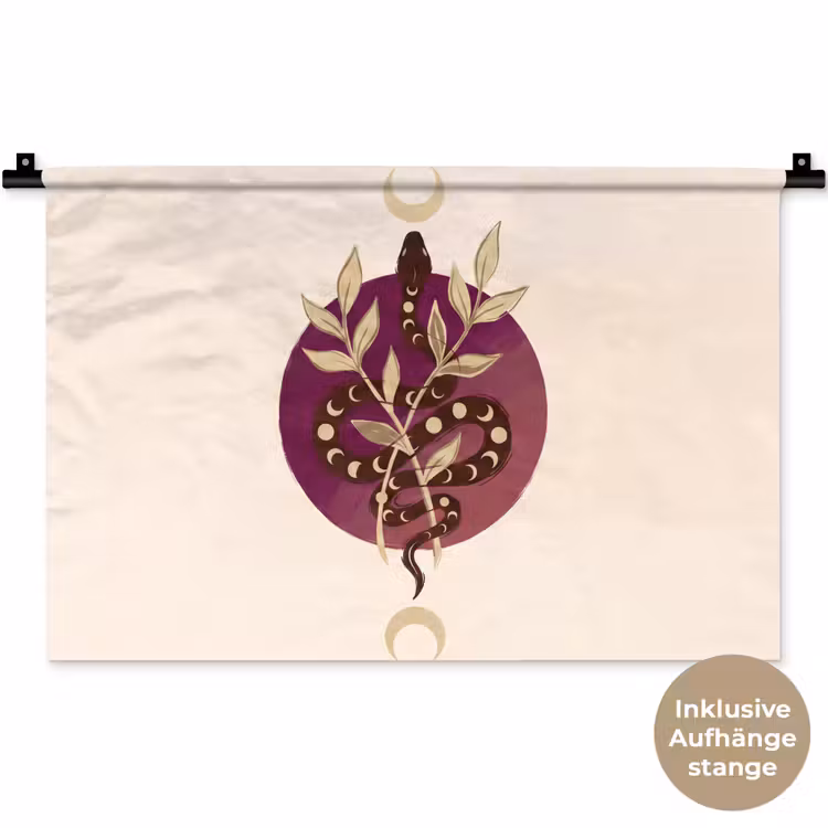 Dieren - Slang - Maan - Mystiek - Abstract Wandkleed katoen klein -t3d_DE