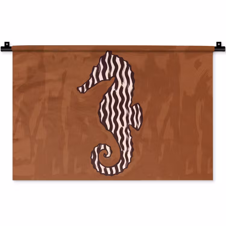 Dieren - Zeepaardje - Abstract - Bruin - Strepen Wandkleed katoen klein -zz3d