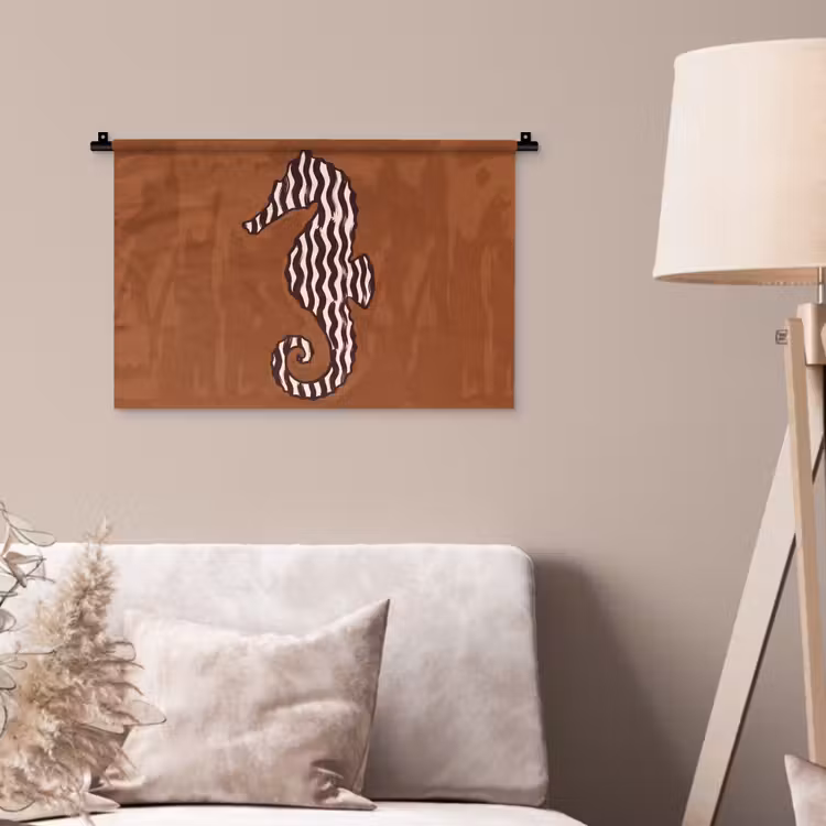 Dieren - Zeepaardje - Abstract - Bruin - Strepen Wandkleed katoen klein -sfeer4