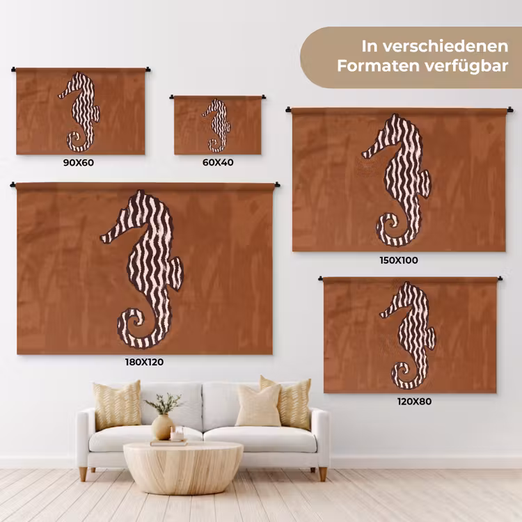 Dieren - Zeepaardje - Abstract - Bruin - Strepen Wandkleed katoen klein -tsfeer8_DE