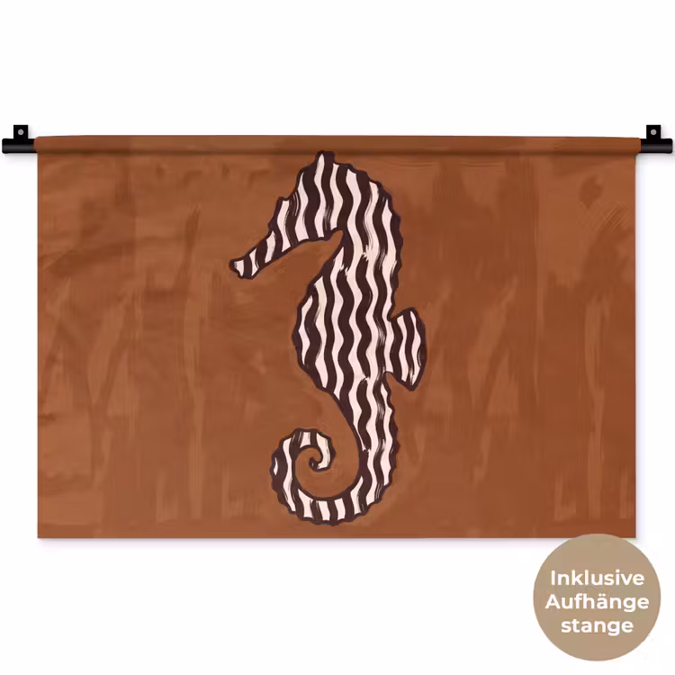 Dieren - Zeepaardje - Abstract - Bruin - Strepen Wandkleed katoen klein -t3d_DE