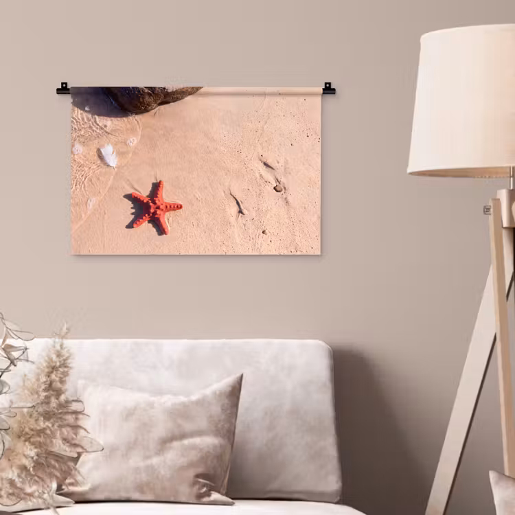 Dieren - Strand - Zee - Natuur - Rood Wandkleed katoen klein -sfeer4