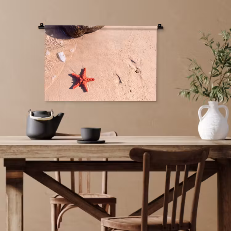 Dieren - Strand - Zee - Natuur - Rood Wandkleed katoen klein -sfeer6