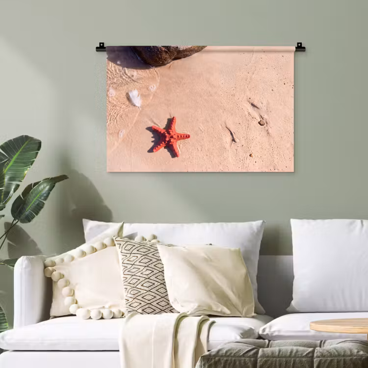 Dieren - Strand - Zee - Natuur - Rood Wandkleed katoen klein -sfeer7
