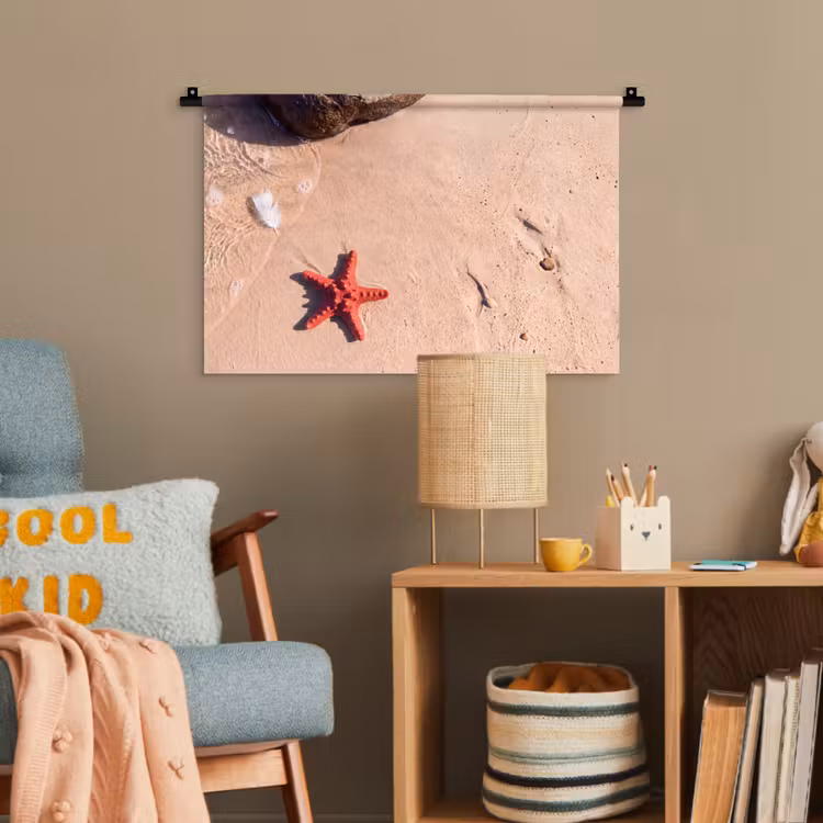 Dieren - Strand - Zee - Natuur - Rood Wandkleed katoen klein -wsfeer4_kind