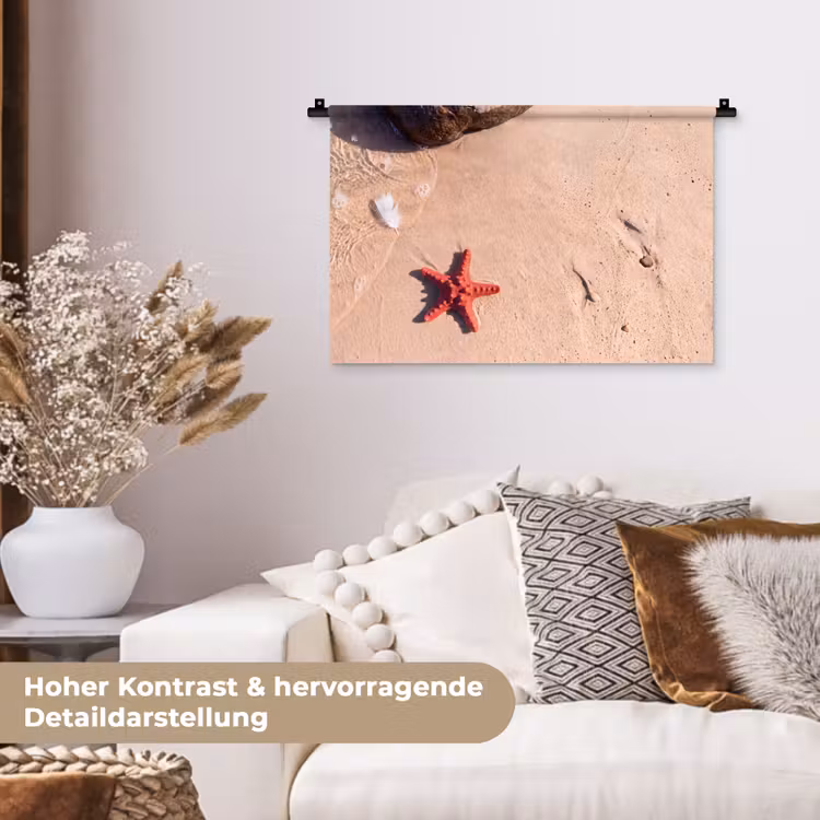 Dieren - Strand - Zee - Natuur - Rood Wandkleed katoen klein -tsfeer1_DE