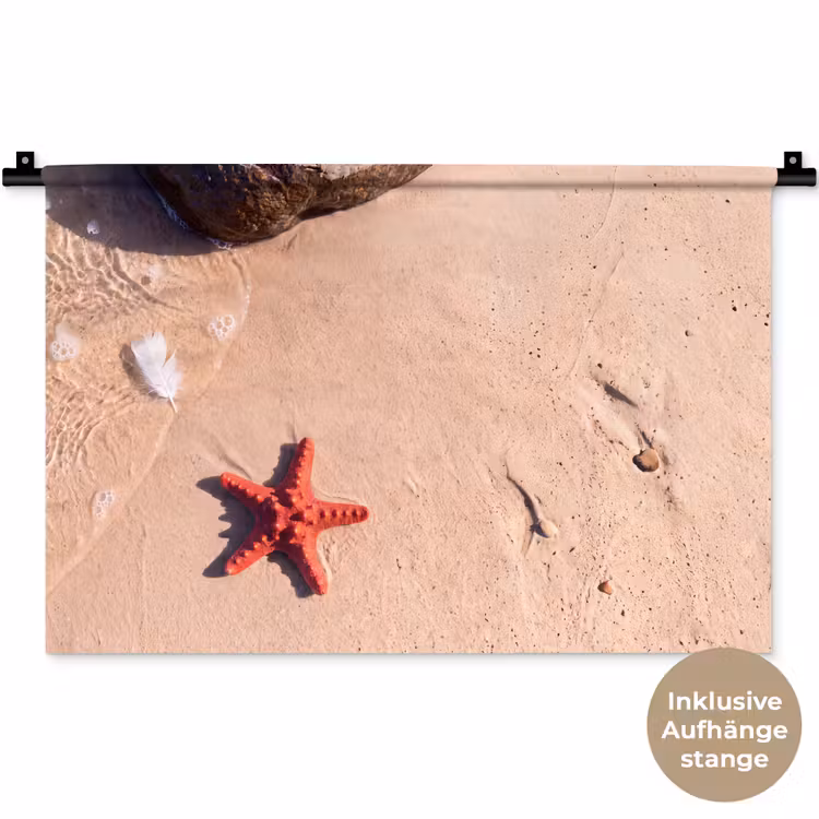 Dieren - Strand - Zee - Natuur - Rood Wandkleed katoen klein -t3d_DE