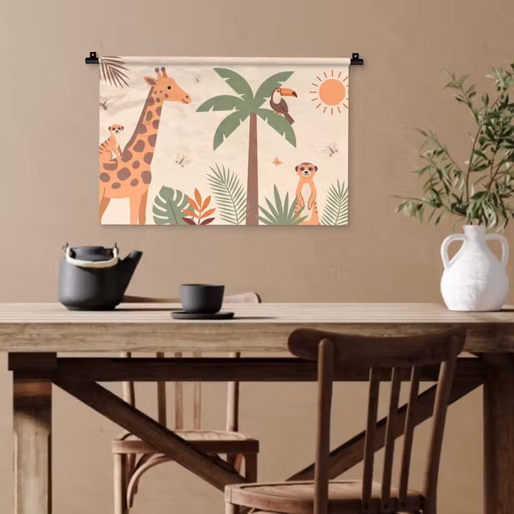 Dieren - Tropisch - Safari - Kleurrijk Wandkleed katoen klein -sfeer6