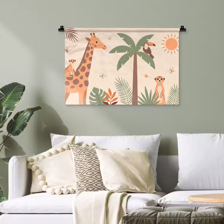Dieren - Tropisch - Safari - Kleurrijk Wandkleed katoen klein -sfeer7