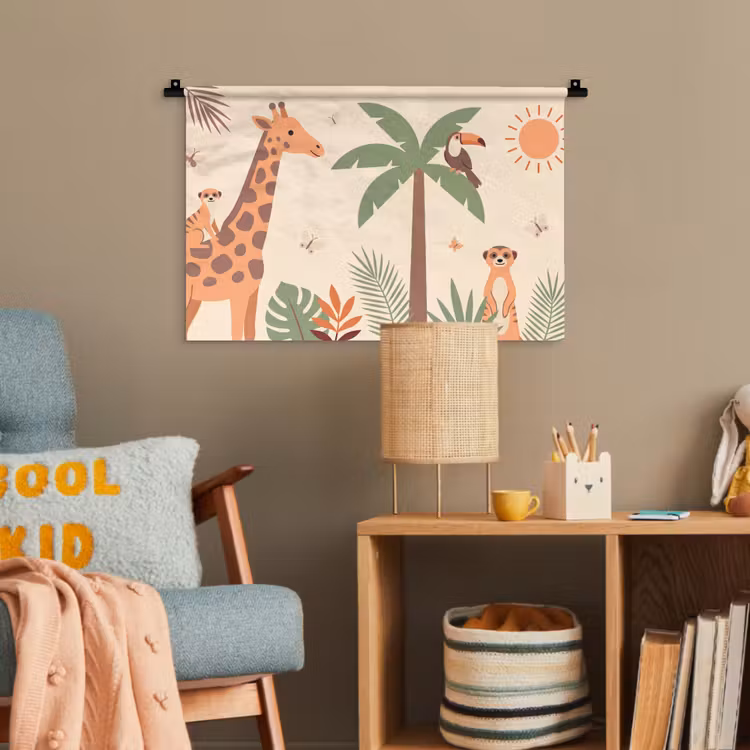 Dieren - Tropisch - Safari - Kleurrijk Wandkleed katoen klein -wsfeer4_kind
