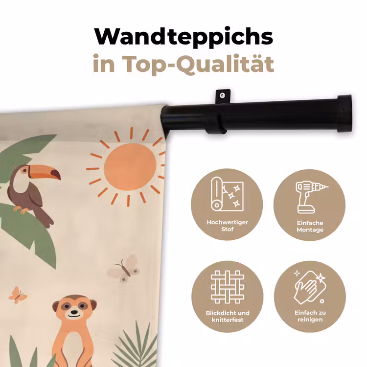 Dieren - Tropisch - Safari - Kleurrijk Wandkleed katoen klein -tsfeer2_DE