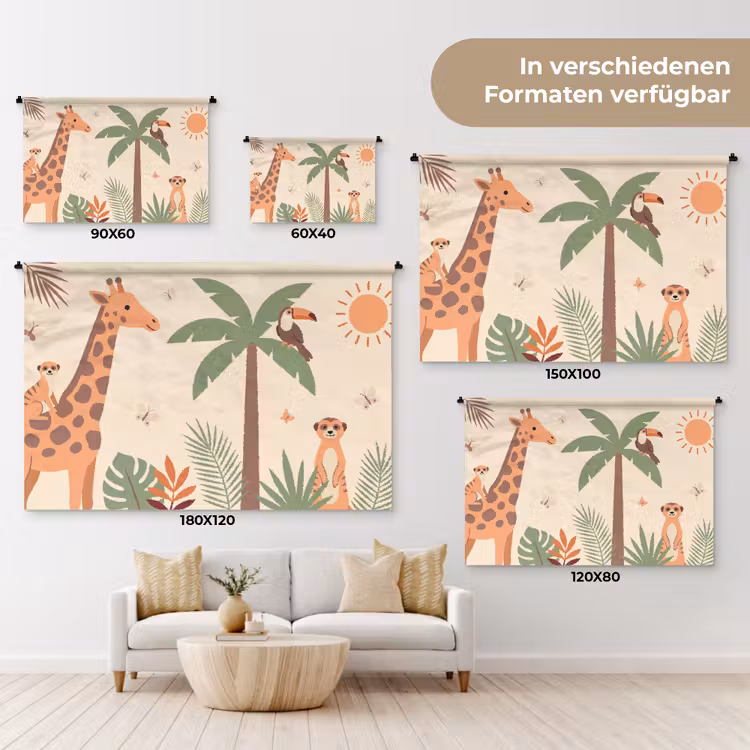 Dieren - Tropisch - Safari - Kleurrijk Wandkleed katoen klein -tsfeer8_DE